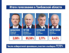За Владимира Путина в Тамбовской области проголосовало 85,6% избирателей