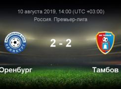 «Тамбов» после 2:0 не удержал победу над «Оренбургом»