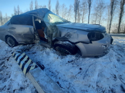 Девушка на «Шевроле» снесла дорожный знак и световую опору в Тамбовском районе