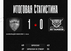 ХК «Тамбов» уступил «Югре» с минимальным счётом 