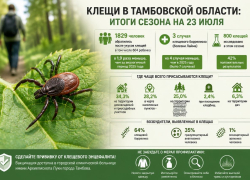 С начала сезона клещи покусали почти две тысячи жителей Тамбовской области