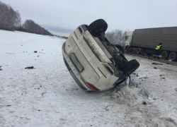 На трассе в Знаменском районе иномарка влетела в грузовик