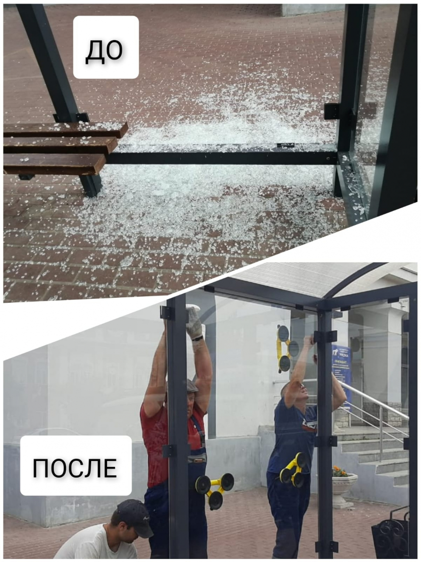 В Тамбове вандалы разбили новый остановочный павильон через час после его установки